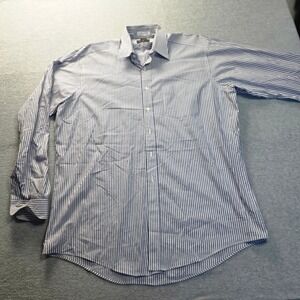 Blue White Striped Dress Shirt Cotton Mens 16.5 37 Ferrell Reed USA